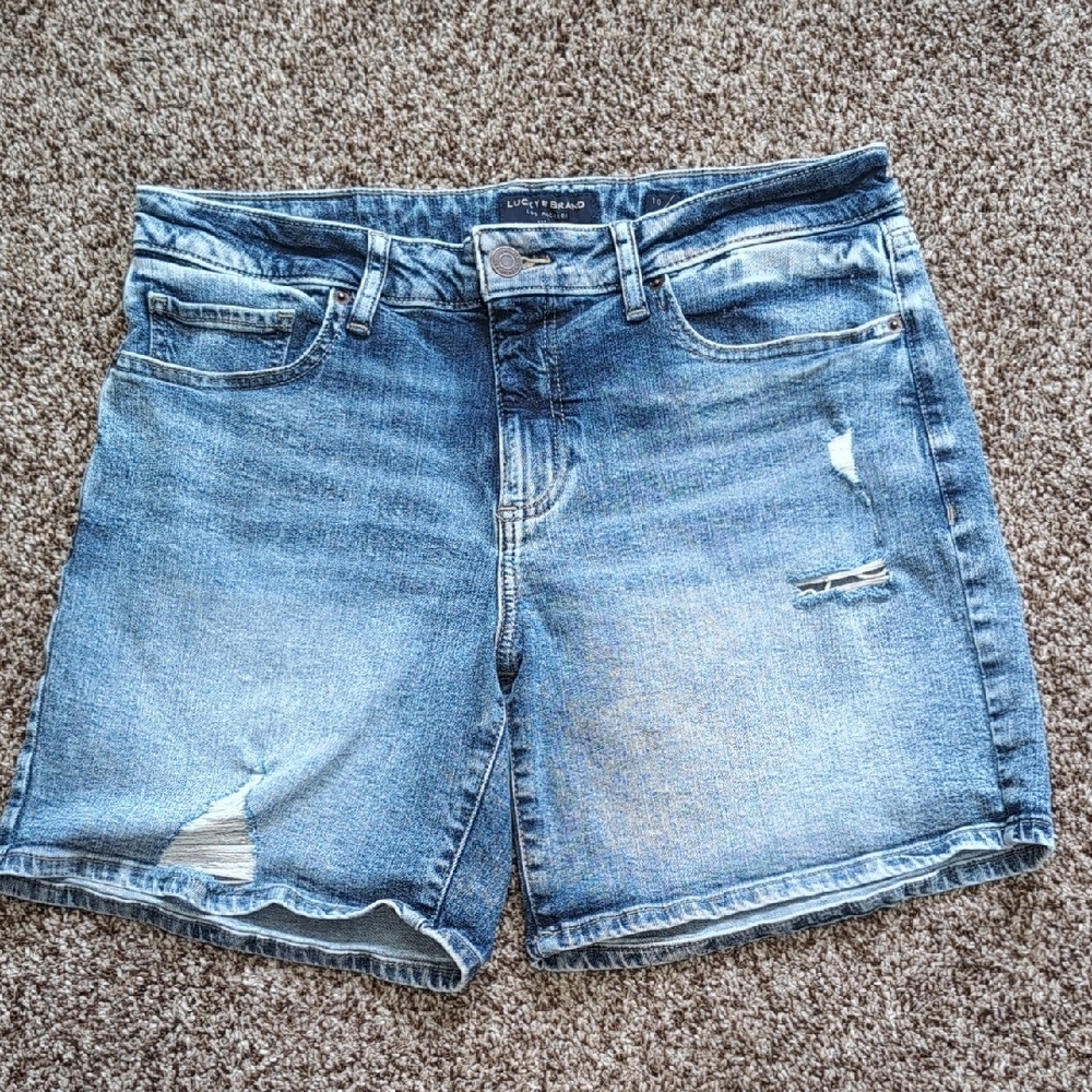 Lucky Brand The Roll Up Blue Denim Shorts Women's Size 10